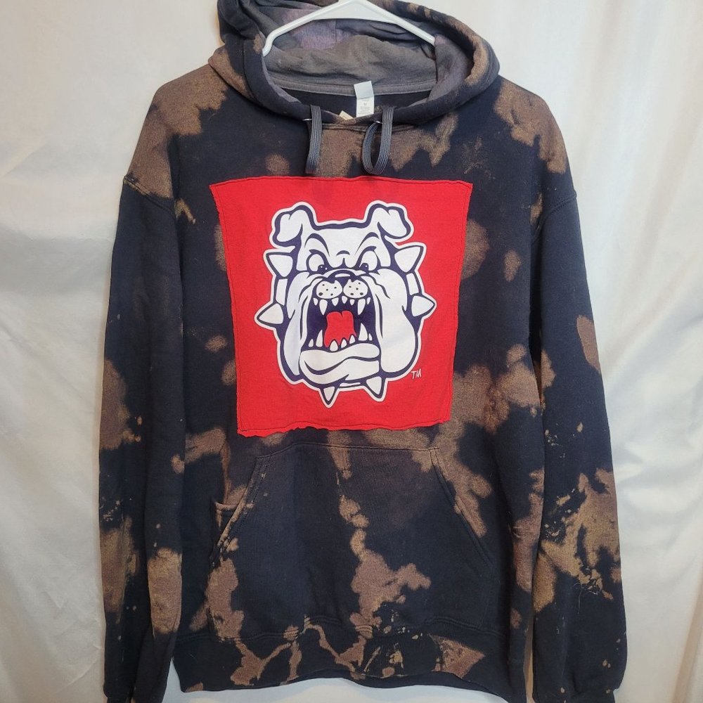 Fresno State Bulldogs Upcycle Bleached Hoodie Pullover Size Med